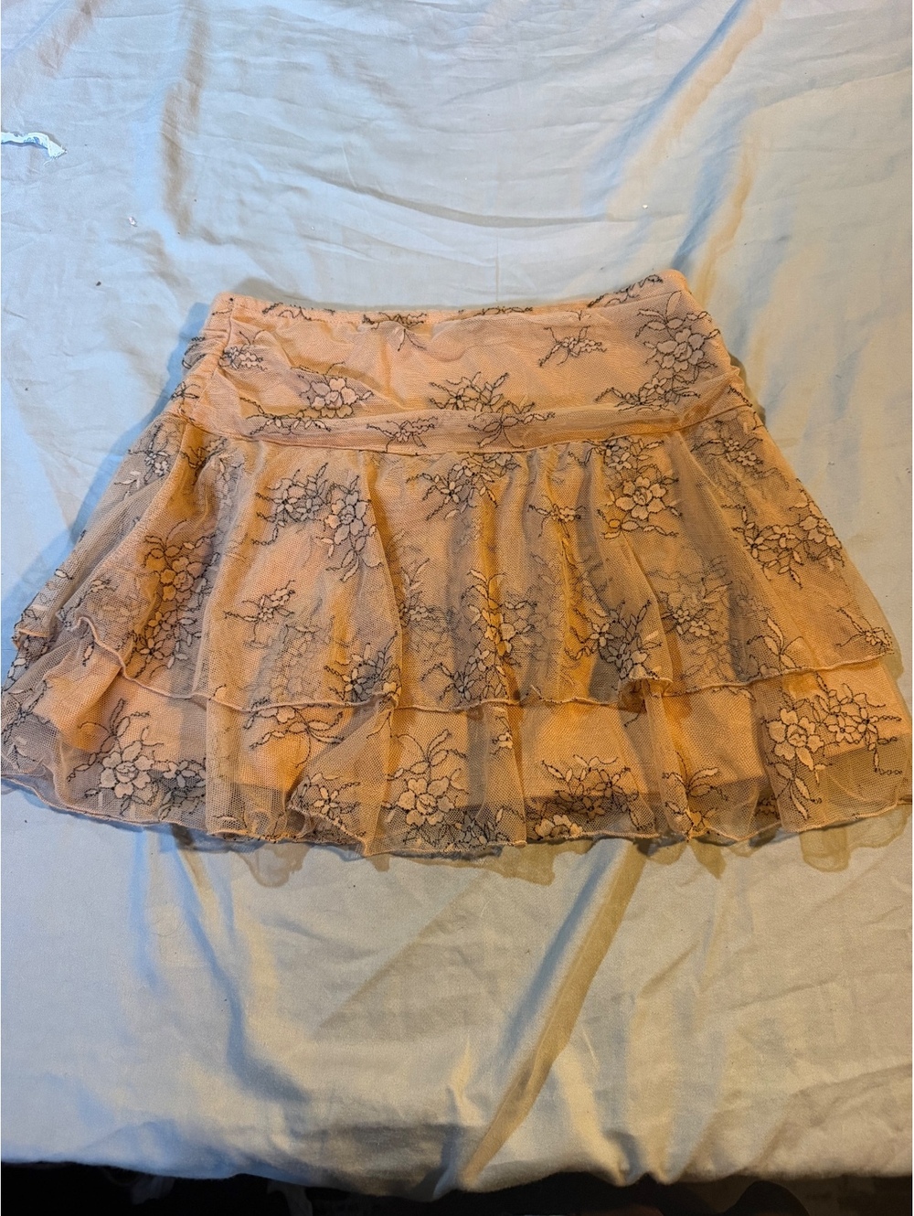 Windsor Women's Tan Lace Layered Mini Skirt Size M